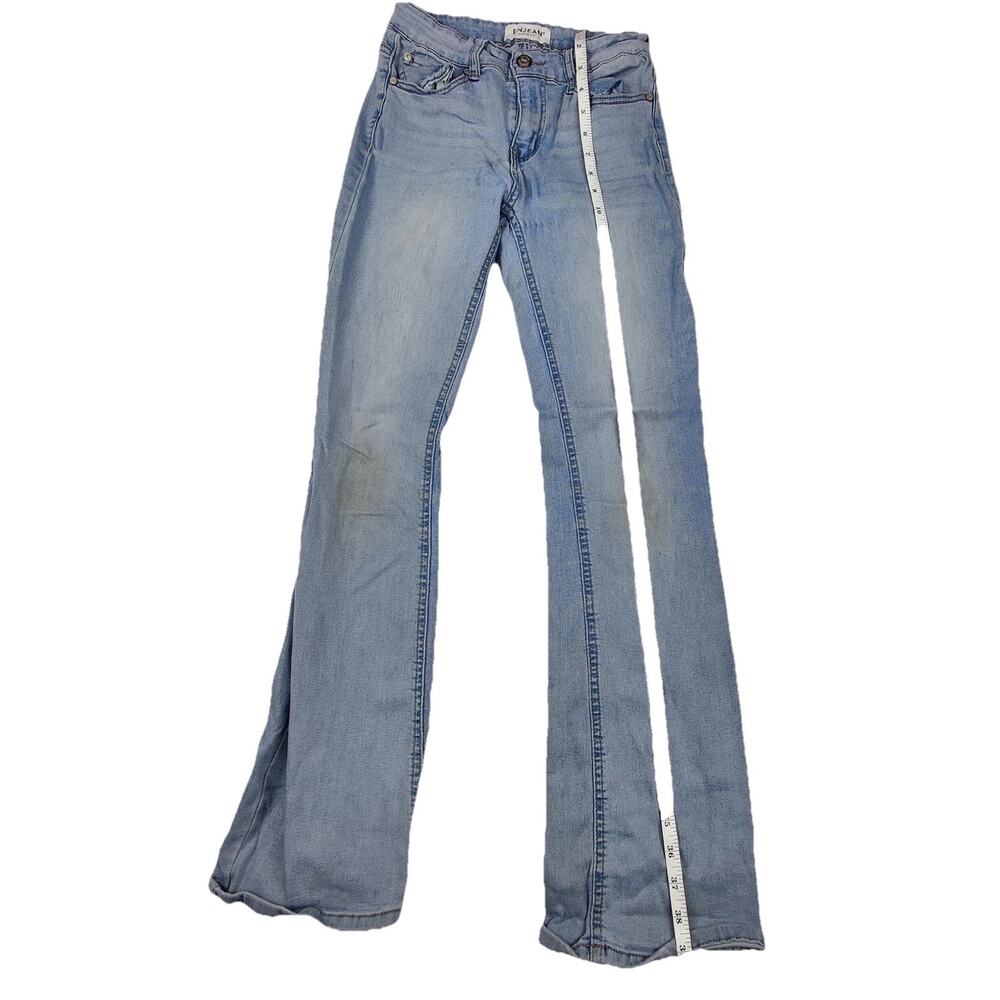 ENJEAN Bootcut Jeans Juniors 5 Blue Light Wash Distressed Stretch Denim 27x30 - Picture 6 of 11